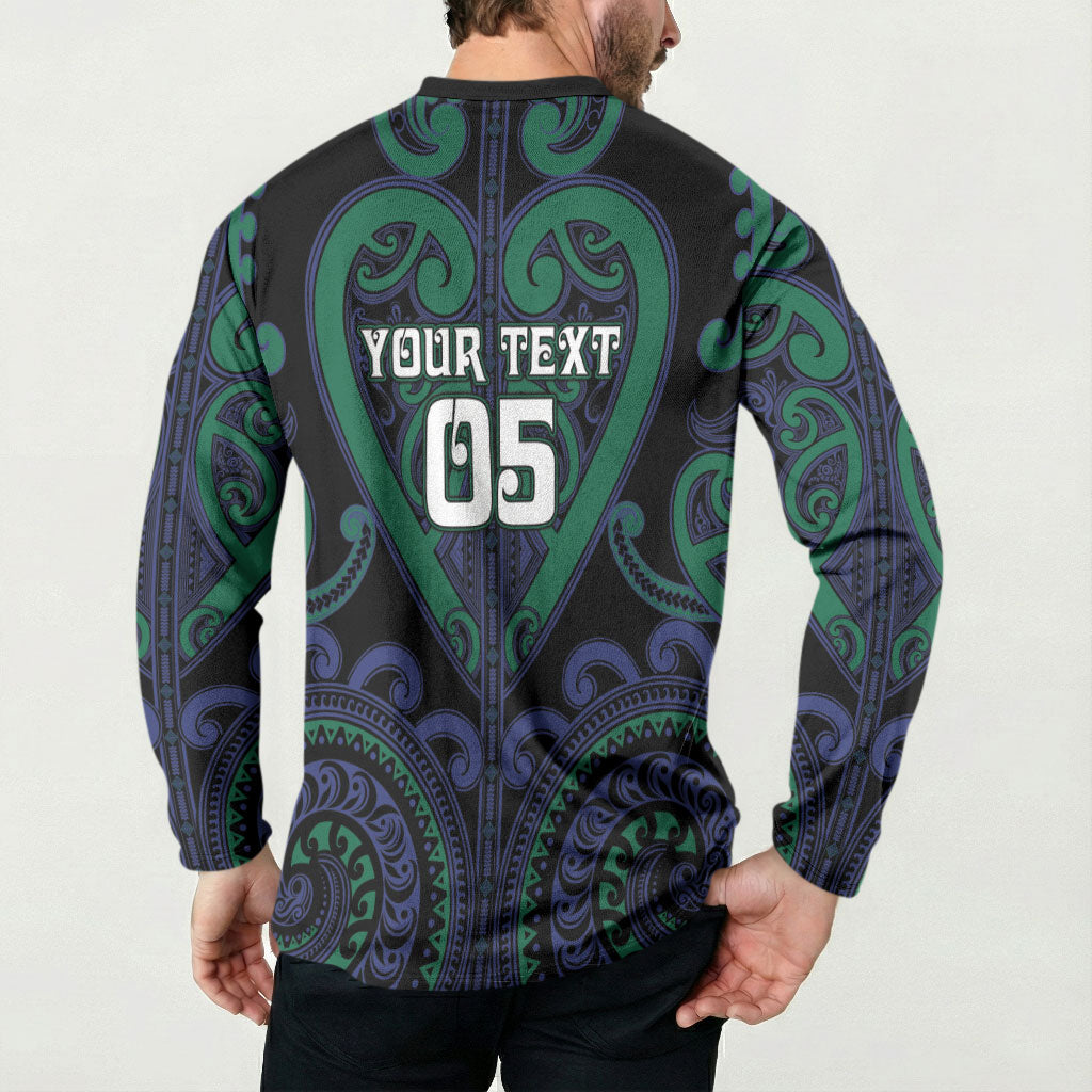 Custom Aotearoa Ngati Pikiao Button Sweatshirt Maori Tribal Pattern LT05 - Polynesian Pride
