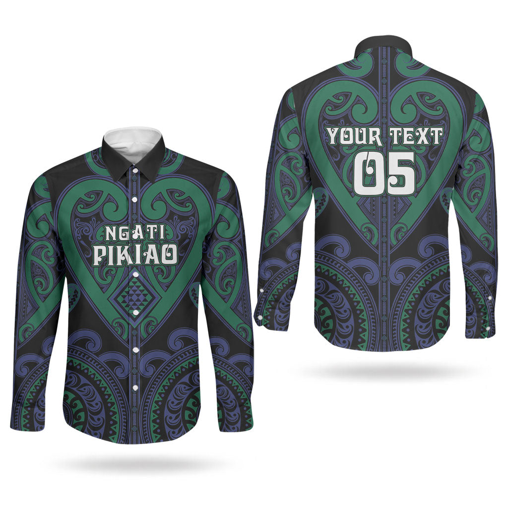 Custom Aotearoa Ngati Pikiao Couples Matching Off The Shoulder Long Sleeve Dress and Long Sleeve Button Shirt Maori Tribal Pattern LT05 - Polynesian Pride