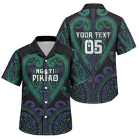 Custom Aotearoa Ngati Pikiao Family Matching Off The Shoulder Long Sleeve Dress and Hawaiian Shirt Maori Tribal Pattern LT05 Son's Shirt Green - Polynesian Pride