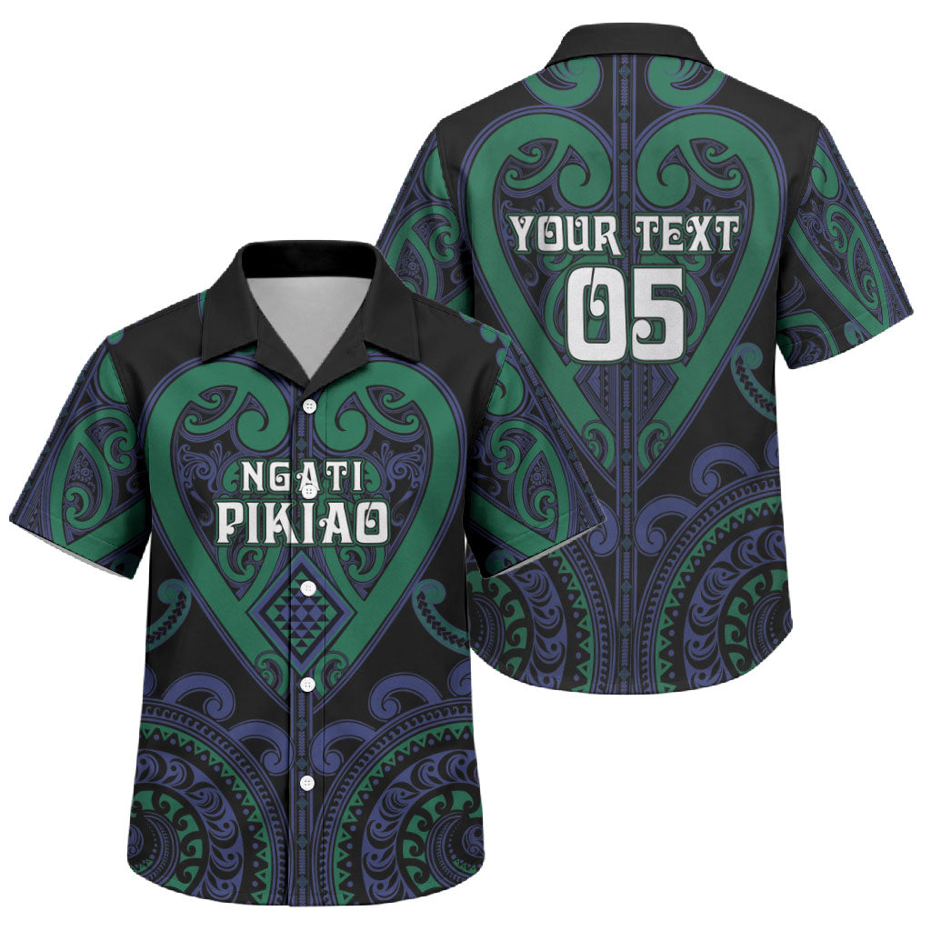 Custom Aotearoa Ngati Pikiao Family Matching Off Shoulder Maxi Dress and Hawaiian Shirt Maori Tribal Pattern LT05 Son's Shirt Green - Polynesian Pride