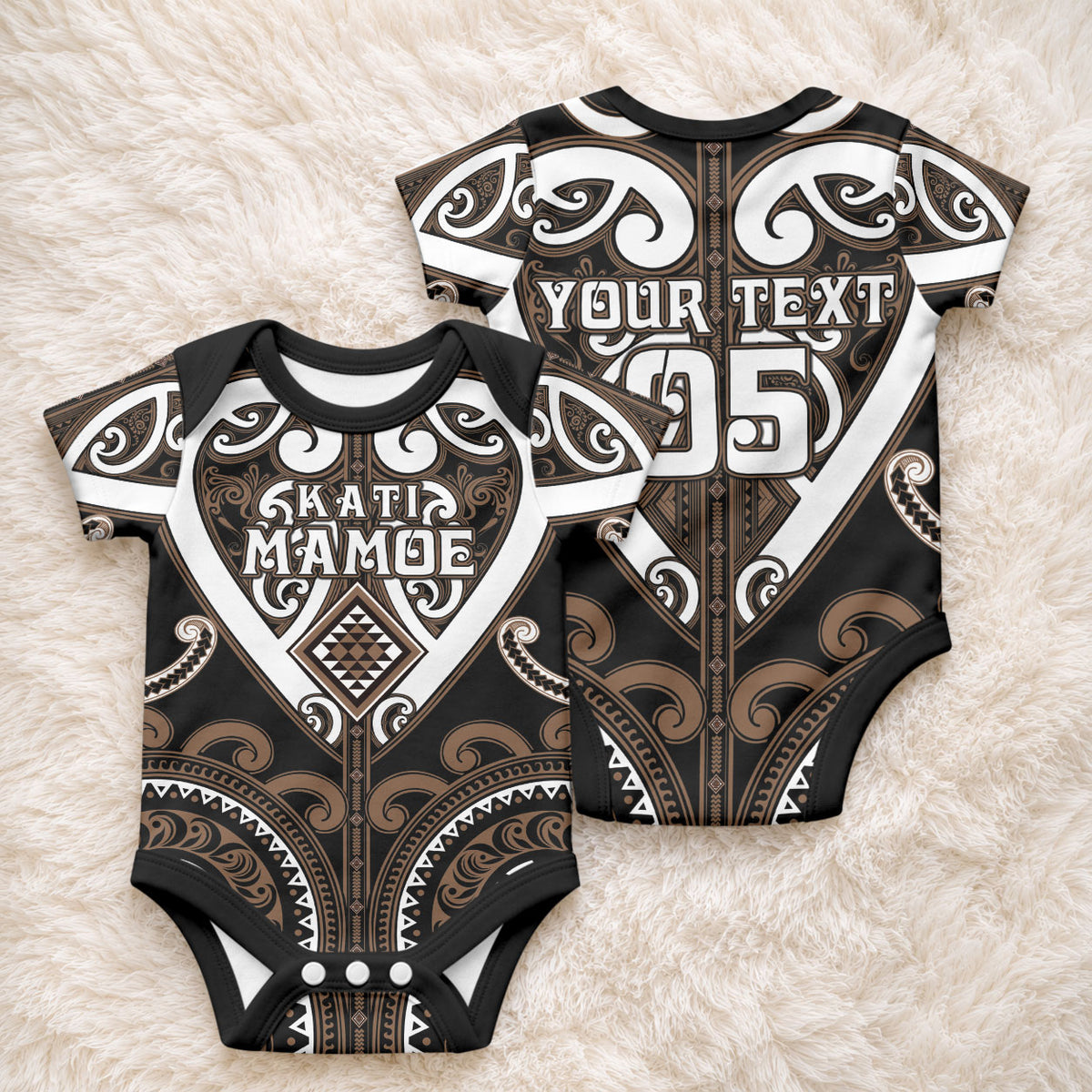 Custom Aotearoa Kati Mamoe Baby Onesie Maori Tribal Pattern LT05 - Polynesian Pride