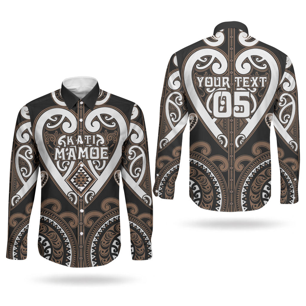 Custom Aotearoa Kati Mamoe Couples Matching Off Shoulder Maxi Dress and Long Sleeve Button Shirt Maori Tribal Pattern LT05 - Polynesian Pride