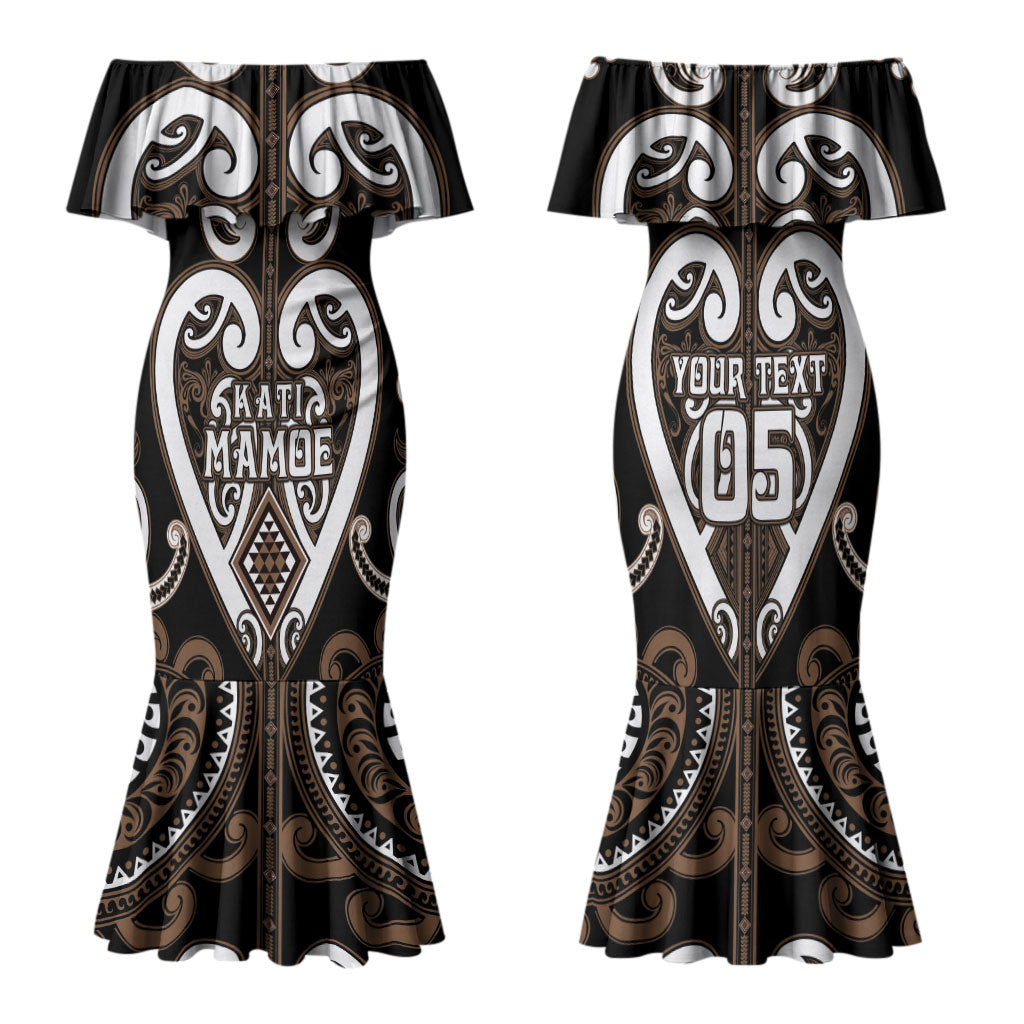 Custom Aotearoa Kati Mamoe Family Matching Mermaid Dress and Hawaiian Shirt Maori Tribal Pattern LT05 Mom's Dress Brown - Polynesian Pride