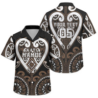 Custom Aotearoa Kati Mamoe Family Matching Off Shoulder Short Dress and Hawaiian Shirt Maori Tribal Pattern LT05 Son's Shirt Brown - Polynesian Pride