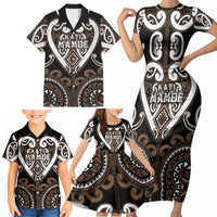 Custom Aotearoa Kati Mamoe Family Matching Short Sleeve Bodycon Dress and Hawaiian Shirt Maori Tribal Pattern LT05 - Polynesian Pride