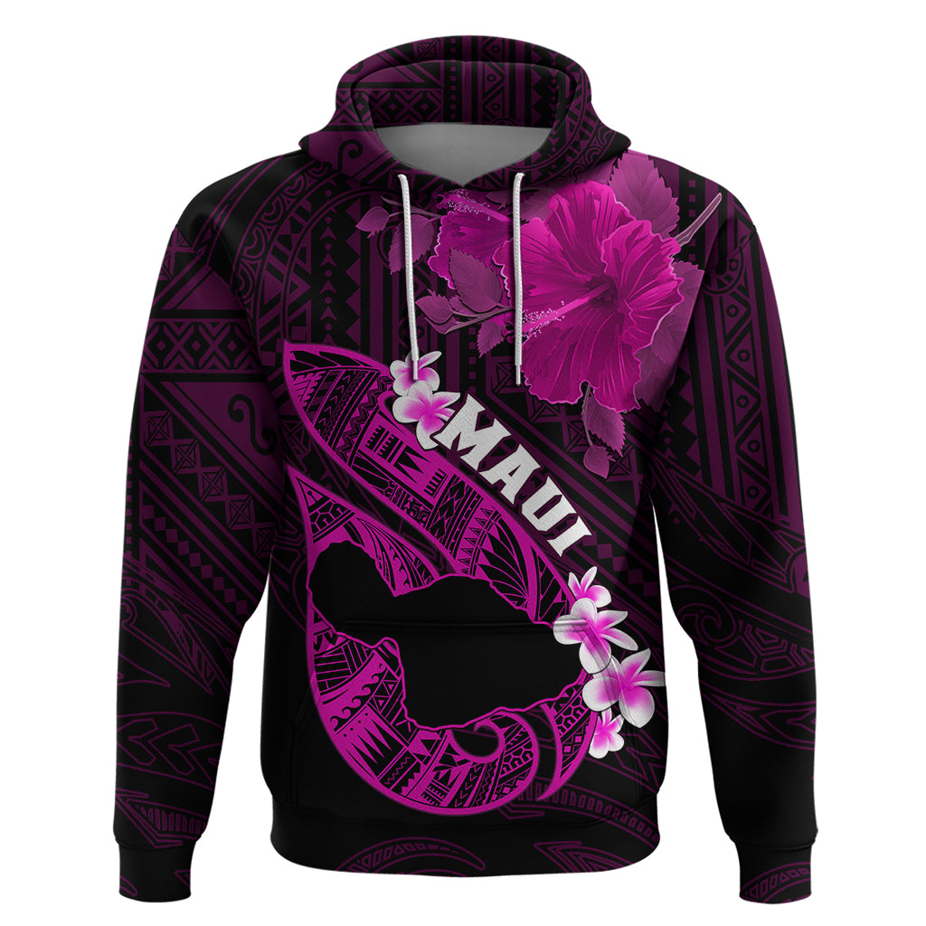 Hawaii Maui Hoodie Polynesian Fish Hook Hibiscus Pink Version LT05 Pullover Hoodie Pink - Polynesian Pride