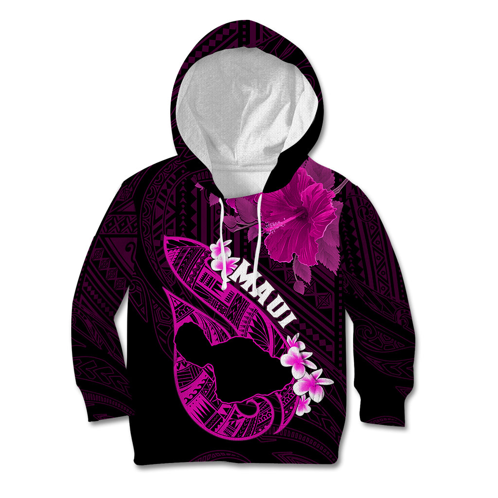 Personalized Hawaii Maui Kid Hoodie Polynesian Fish Hook Hibiscus Pink Version LT05 Hoodie Pink - Polynesian Pride