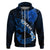 Hawaii Maui Hoodie Polynesian Fish Hook Hibiscus Blue Version LT05 Zip Hoodie Blue - Polynesian Pride