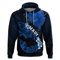 Personalized Hawaii Maui Hoodie Polynesian Fish Hook Hibiscus Blue Version LT05 Blue - Polynesian Pride