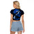 Personalized Hawaii Maui Raglan Cropped T Shirt Polynesian Fish Hook Hibiscus Blue Version LT05 - Polynesian Pride