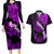 Hawaii Maui Couples Matching Long Sleeve Bodycon Dress and Hawaiian Shirt Polynesian Fish Hook Hibiscus Purple Version LT05 Purple - Polynesian Pride