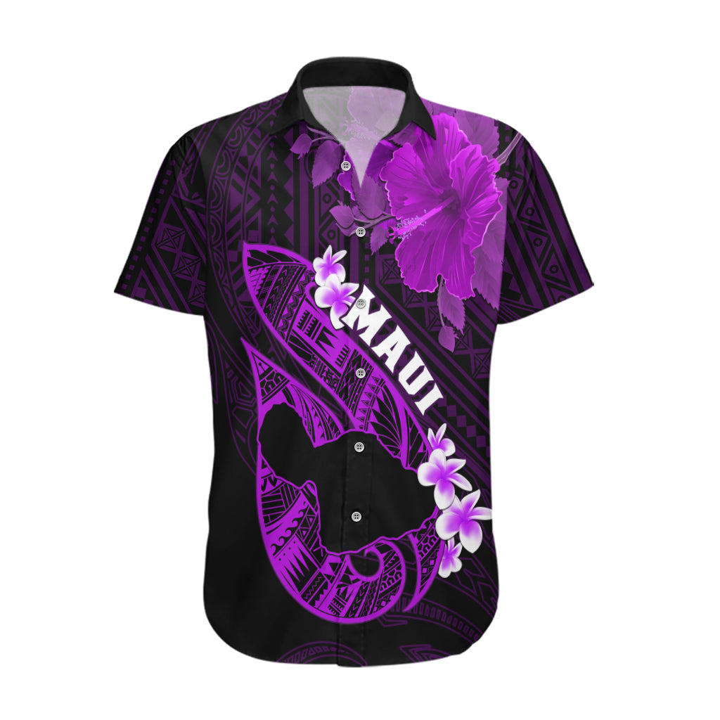 Hawaii Maui Hawaiian Shirt Polynesian Fish Hook Hibiscus Purple Version LT05 Purple - Polynesian Pride