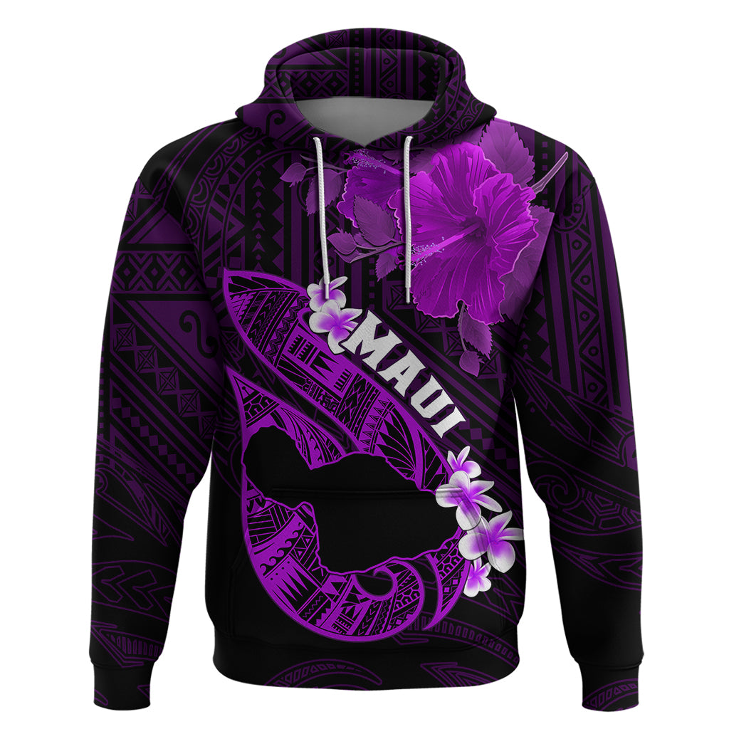 Hawaii Maui Hoodie Polynesian Fish Hook Hibiscus Purple Version LT05 Pullover Hoodie Purple - Polynesian Pride