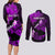 Personalized Hawaii Maui Couples Matching Long Sleeve Bodycon Dress and Long Sleeve Button Shirts Polynesian Fish Hook Hibiscus Purple Version LT05 - Polynesian Pride