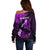 Personalized Hawaii Maui Off Shoulder Sweater Polynesian Fish Hook Hibiscus Purple Version LT05 - Polynesian Pride