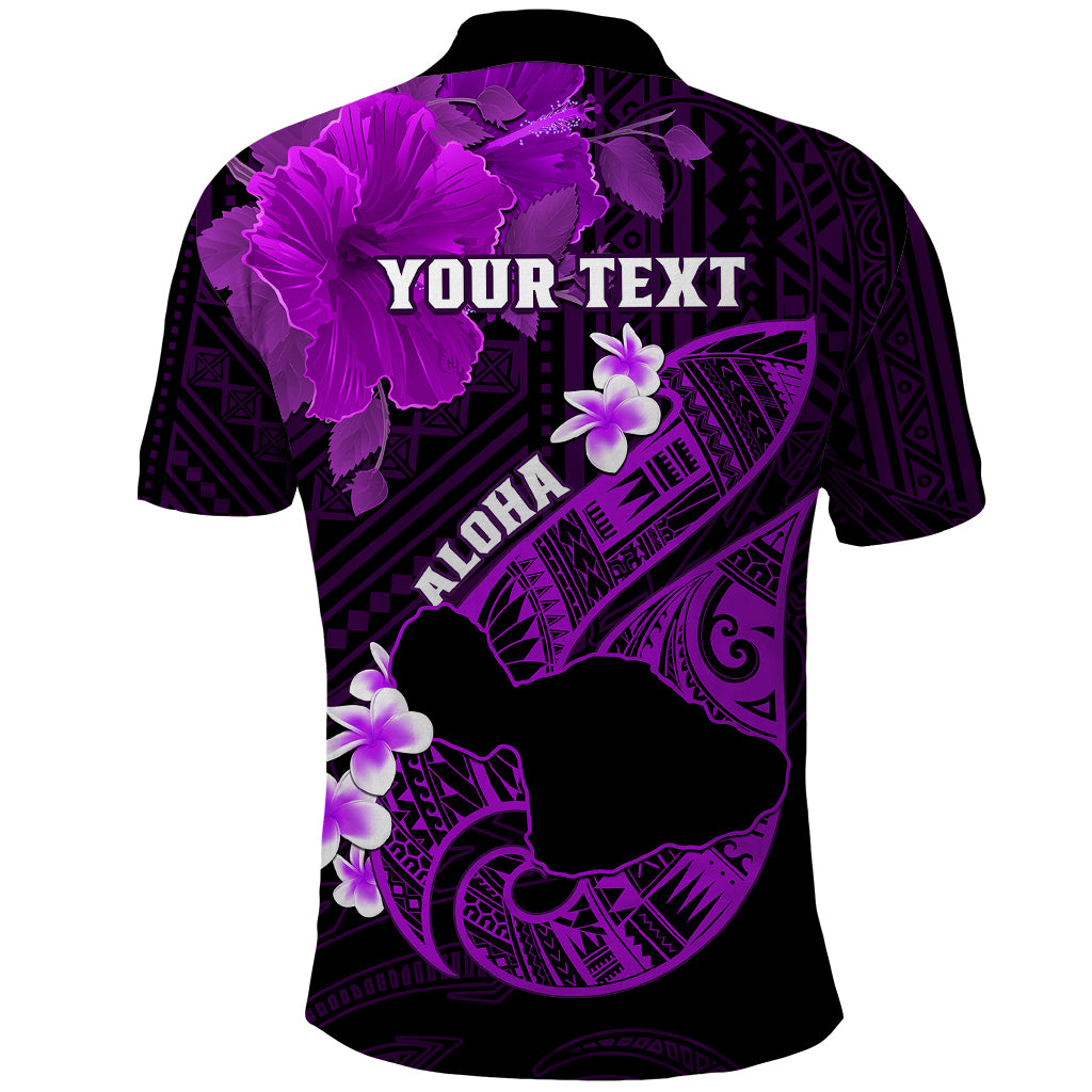 Personalized Hawaii Maui Polo Shirt Polynesian Fish Hook Hibiscus Purple Version LT05 - Polynesian Pride