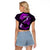 Personalized Hawaii Maui Raglan Cropped T Shirt Polynesian Fish Hook Hibiscus Purple Version LT05 - Polynesian Pride