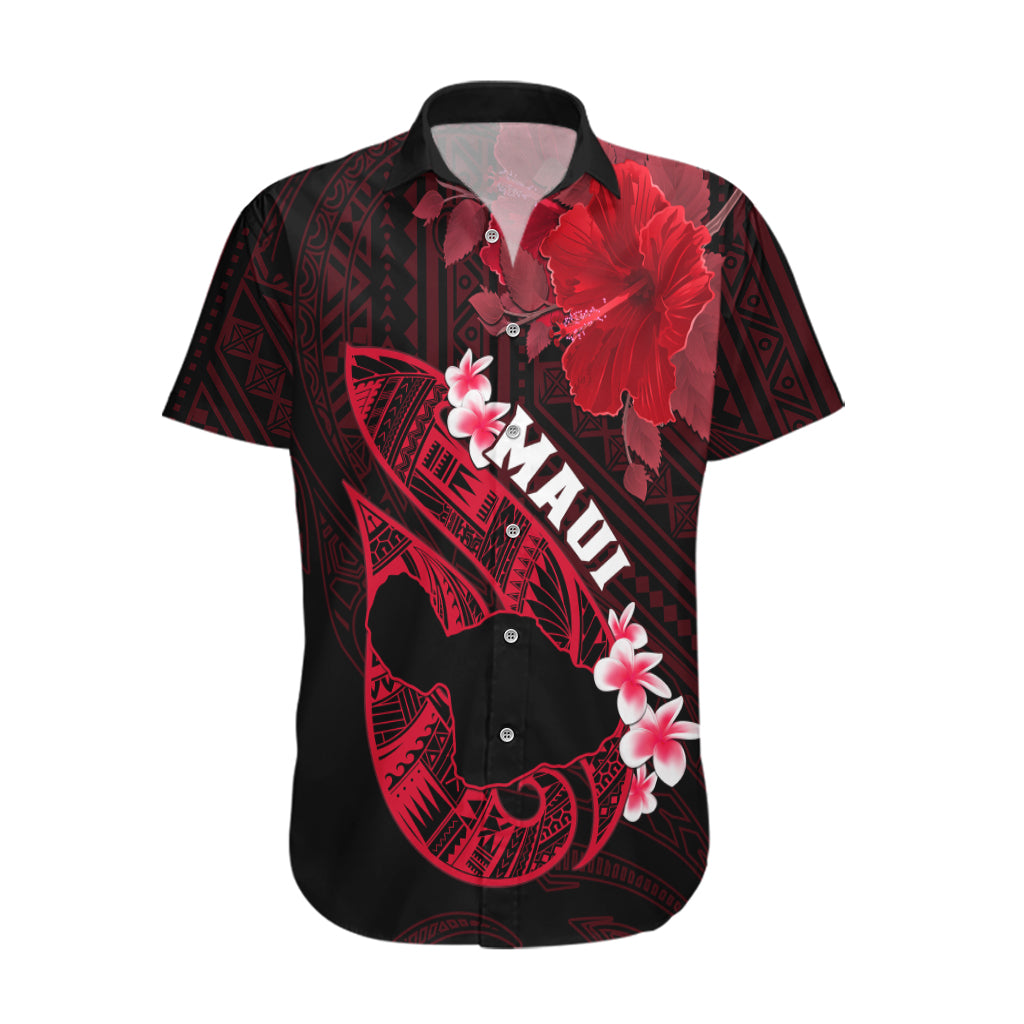 Hawaii Maui Hawaiian Shirt Polynesian Fish Hook Hibiscus Red Version LT05 Red - Polynesian Pride