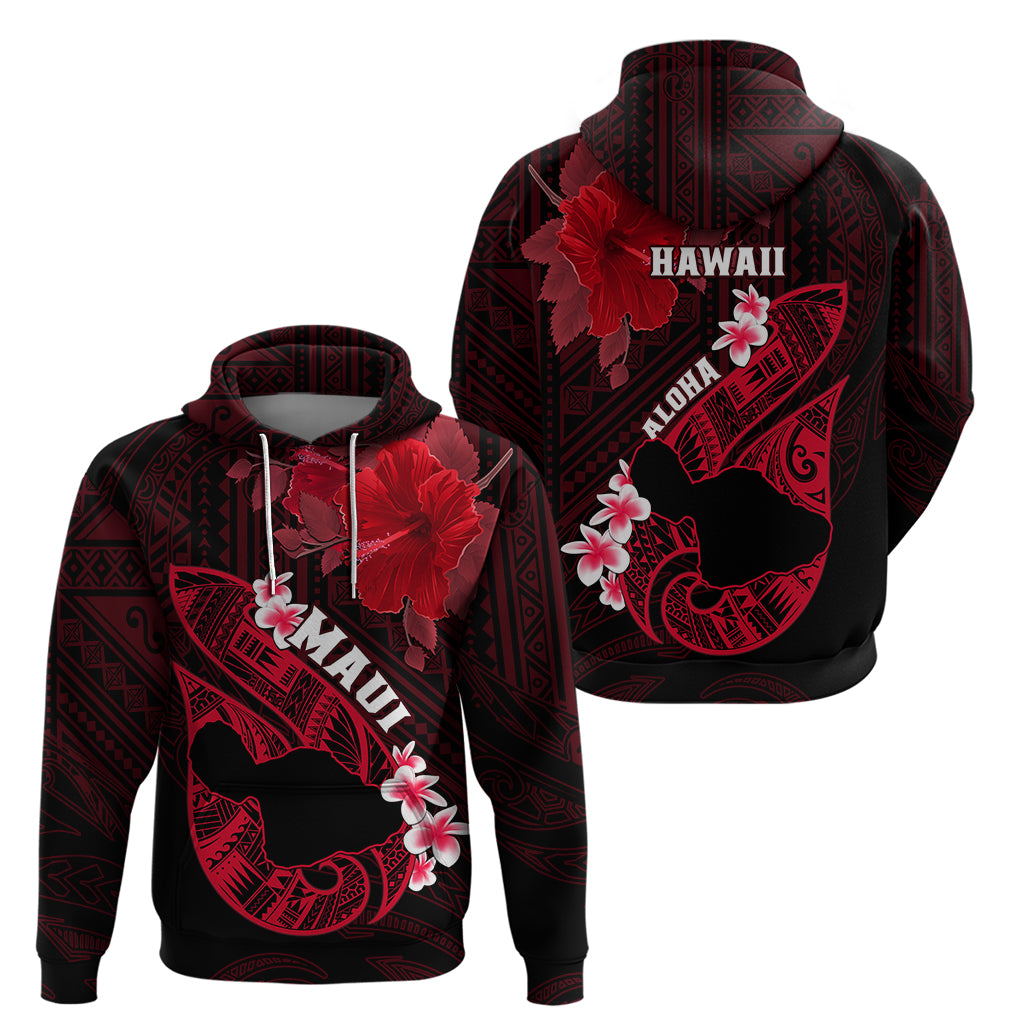 Hawaii Maui Hoodie Polynesian Fish Hook Hibiscus Red Version LT05 - Polynesian Pride