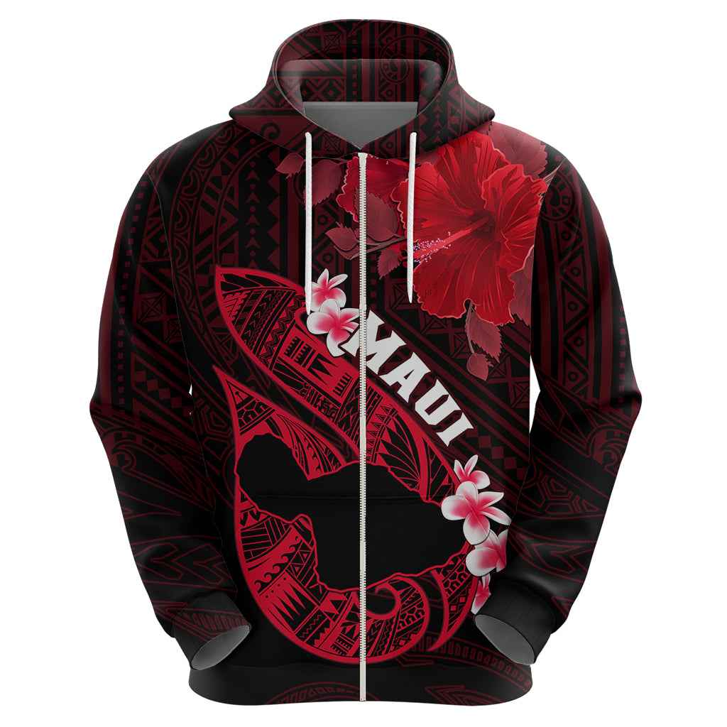 Hawaii Maui Hoodie Polynesian Fish Hook Hibiscus Red Version LT05 - Polynesian Pride