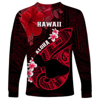 Hawaii Maui Long Sleeve Shirt Polynesian Fish Hook Hibiscus Red Version LT05 - Polynesian Pride