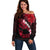 Hawaii Maui Off Shoulder Sweater Polynesian Fish Hook Hibiscus Red Version LT05 Women Red - Polynesian Pride