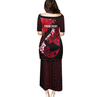 Personalized Hawaii Maui Puletasi Polynesian Fish Hook Hibiscus Red Version LT05 - Polynesian Pride