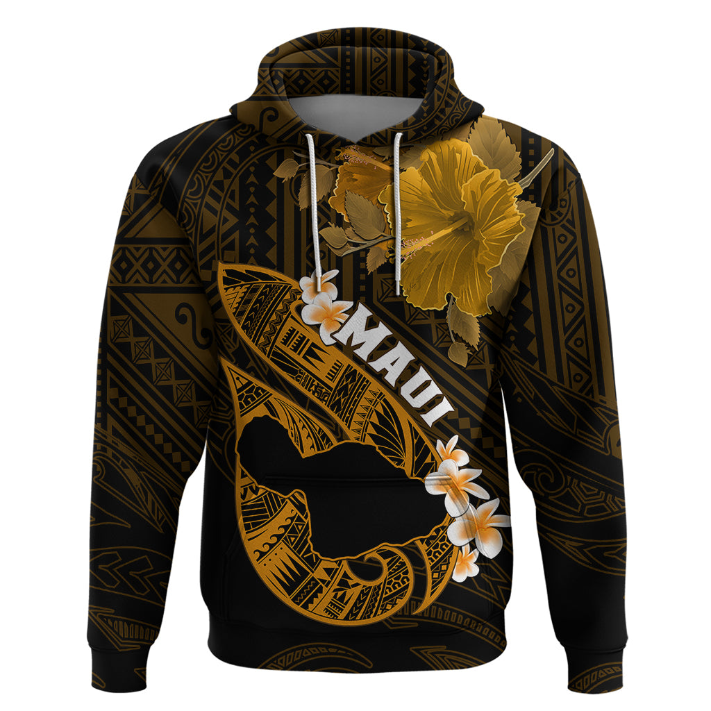 Hawaii Maui Hoodie Polynesian Fish Hook Hibiscus Gold Version LT05 Pullover Hoodie Gold - Polynesian Pride