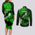 Hawaii Maui Couples Matching Long Sleeve Bodycon Dress and Long Sleeve Button Shirts Polynesian Fish Hook Hibiscus Green Version LT05 - Polynesian Pride