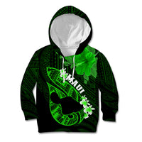 Hawaii Maui Kid Hoodie Polynesian Fish Hook Hibiscus Green Version LT05 Green - Polynesian Pride