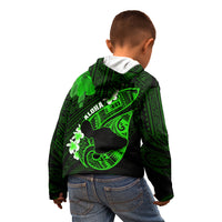 Hawaii Maui Kid Hoodie Polynesian Fish Hook Hibiscus Green Version LT05 - Polynesian Pride