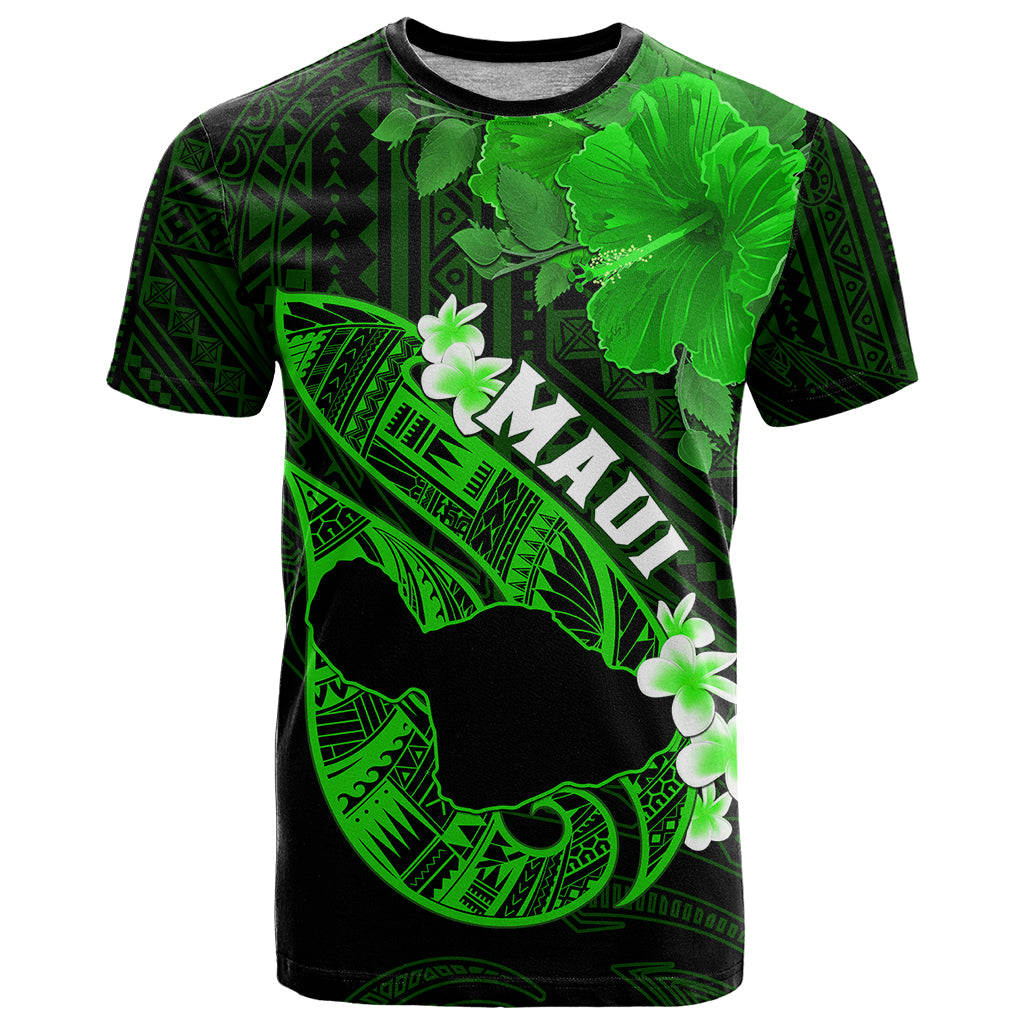 Hawaii Maui T Shirt Polynesian Fish Hook Hibiscus Green Version LT05 Green - Polynesian Pride