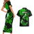 Personalized Hawaii Maui Couples Matching Short Sleeve Bodycon Dress and Hawaiian Shirt Polynesian Fish Hook Hibiscus Green Version LT05 - Polynesian Pride