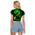 Personalized Hawaii Maui Raglan Cropped T Shirt Polynesian Fish Hook Hibiscus Green Version LT05 - Polynesian Pride