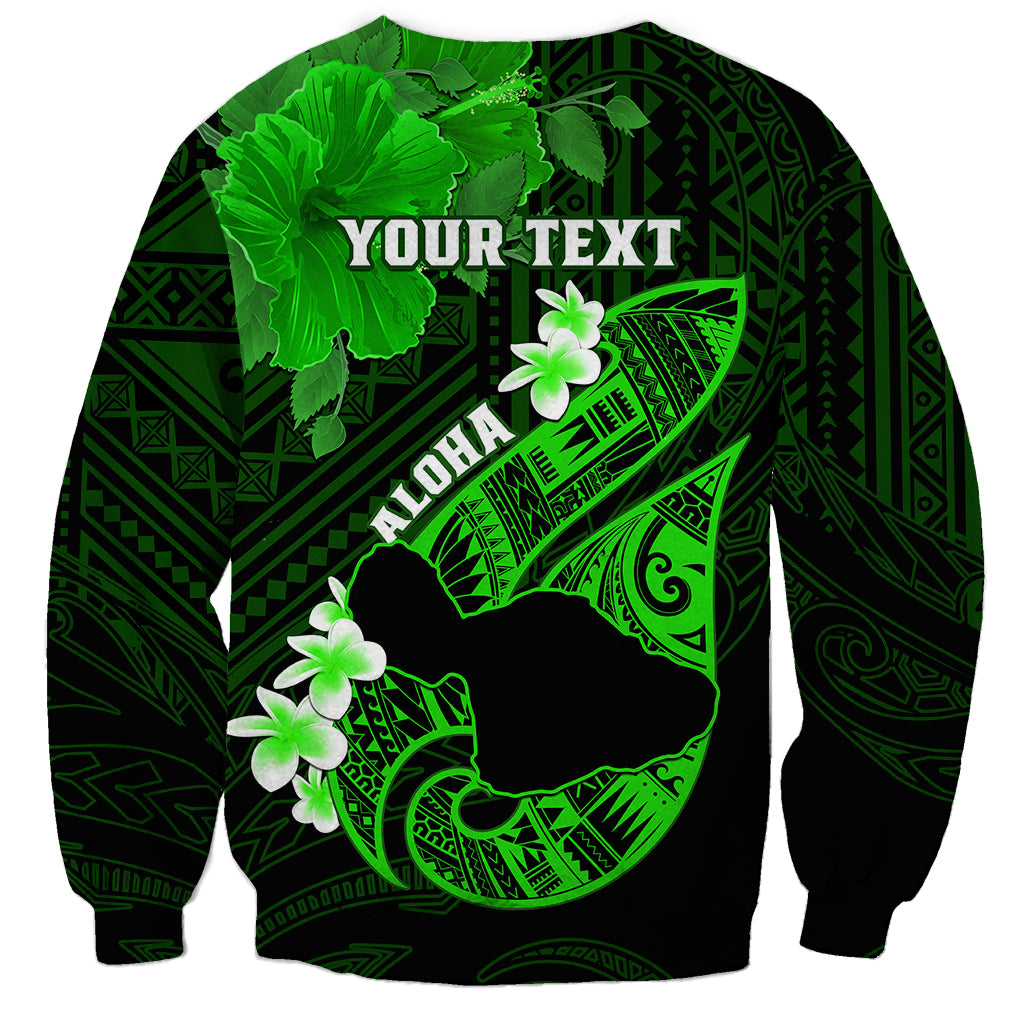Personalized Hawaii Maui Sweatshirt Polynesian Fish Hook Hibiscus Green Version LT05 - Polynesian Pride