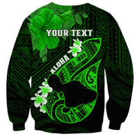Personalized Hawaii Maui Sweatshirt Polynesian Fish Hook Hibiscus Green Version LT05 - Polynesian Pride