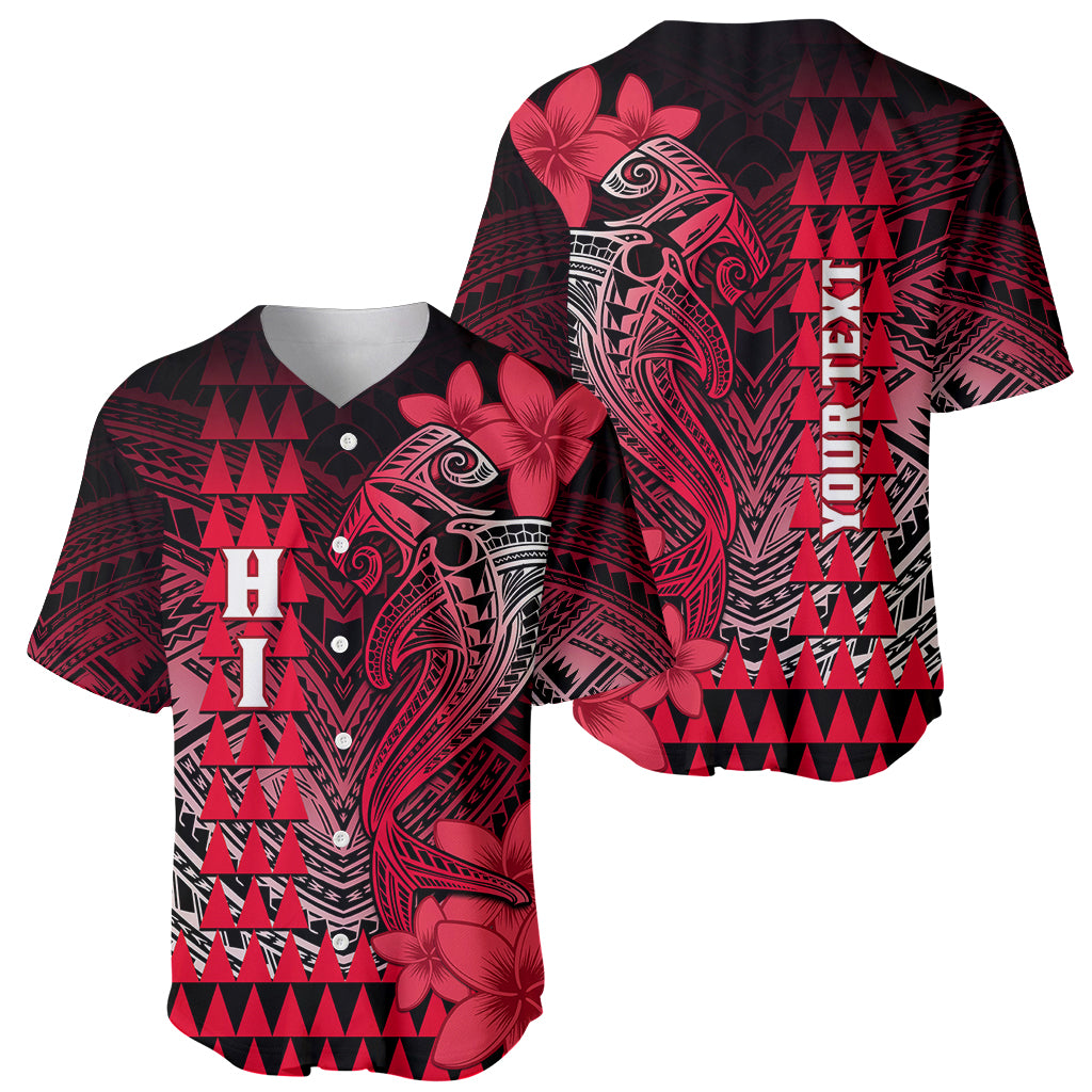 Personalized Hawaii Baseball Jersey Hammerhead Shark Kakau Polynesian Tribal Red LT05 - Polynesian Pride