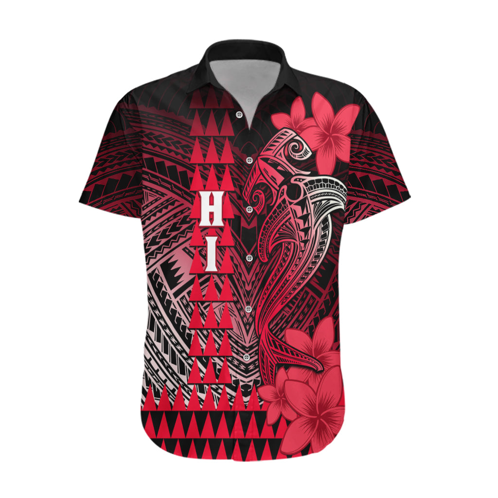 Personalized Hawaii Hawaiian Shirt Hammerhead Shark Kakau Polynesian Tribal Red LT05 Red - Polynesian Pride