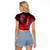 Personalized Hawaii Raglan Cropped T Shirt Hammerhead Shark Kakau Polynesian Tribal Red LT05 - Polynesian Pride