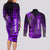 Personalized Hawaii Couples Matching Long Sleeve Bodycon Dress and Long Sleeve Button Shirts Hammerhead Shark Kakau Polynesian Tribal Purple LT05 - Polynesian Pride