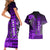 Personalized Hawaii Couples Matching Short Sleeve Bodycon Dress and Hawaiian Shirt Hammerhead Shark Kakau Polynesian Tribal Purple LT05 - Polynesian Pride