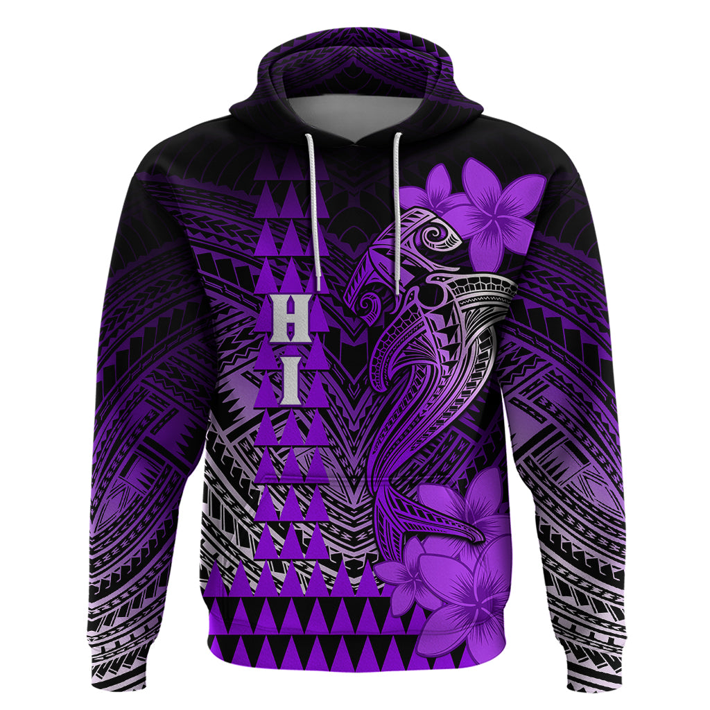 Personalized Hawaii Hoodie Hammerhead Shark Kakau Polynesian Tribal Purple LT05 Purple - Polynesian Pride