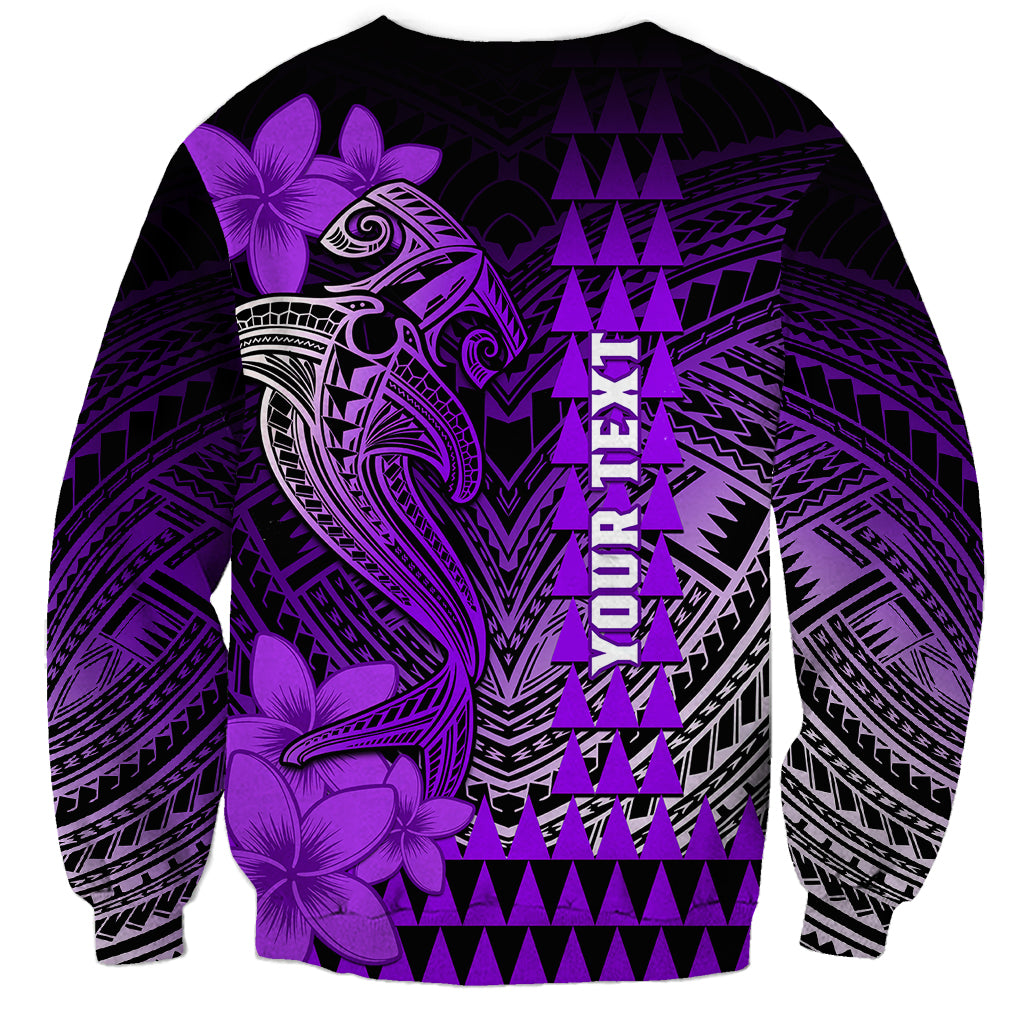 Personalized Hawaii Sweatshirt Hammerhead Shark Kakau Polynesian Tribal Purple LT05 - Polynesian Pride