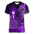 Personalized Hawaii Women V Neck T Shirt Hammerhead Shark Kakau Polynesian Tribal Purple LT05 Female Purple - Polynesian Pride