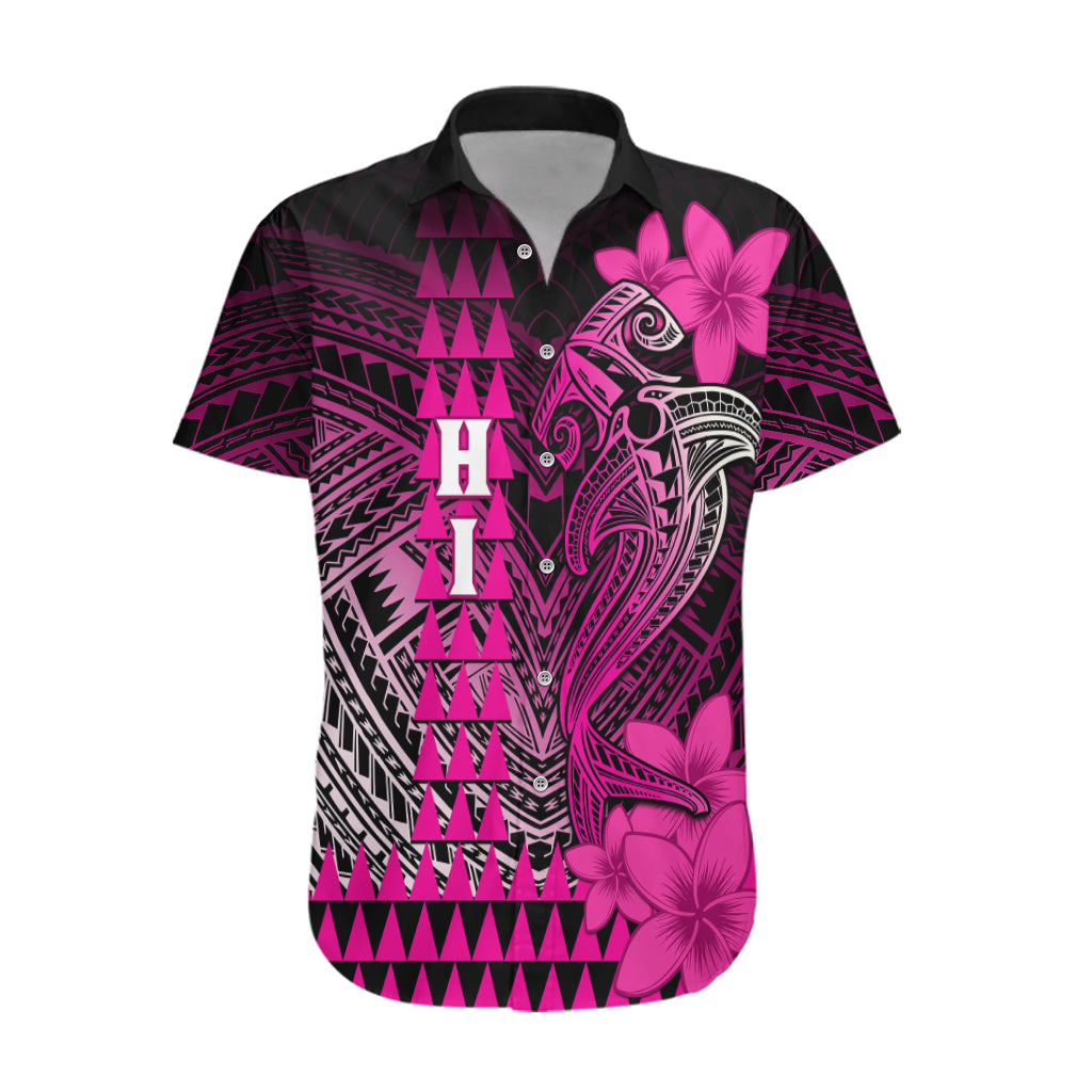 Personalized Hawaii Hawaiian Shirt Hammerhead Shark Kakau Polynesian Tribal Pink LT05 Pink - Polynesian Pride