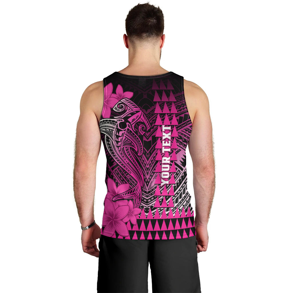 Personalized Hawaii Men Tank Top Hammerhead Shark Kakau Polynesian Tribal Pink LT05 - Polynesian Pride