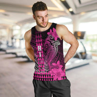 Personalized Hawaii Men Tank Top Hammerhead Shark Kakau Polynesian Tribal Pink LT05 - Polynesian Pride