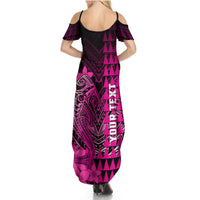 Personalized Hawaii Summer Maxi Dress Hammerhead Shark Kakau Polynesian Tribal Pink LT05 - Polynesian Pride