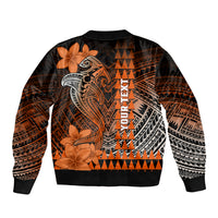 Personalized Hawaii Bomber Jacket Hammerhead Shark Kakau Polynesian Tribal Orange LT05 - Polynesian Pride