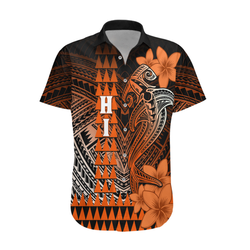 Personalized Hawaii Hawaiian Shirt Hammerhead Shark Kakau Polynesian Tribal Orange LT05 Orange - Polynesian Pride